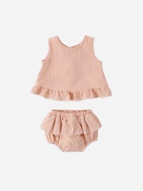 Quincy Mae Tulip top and Bloomer set in Melon